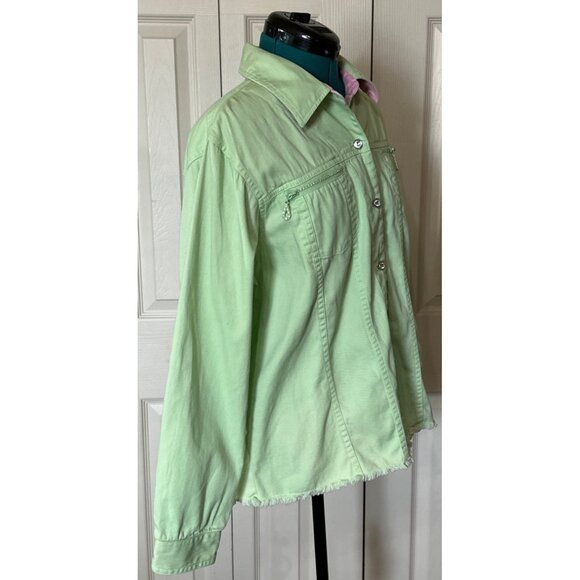 Quaker Factory Light Green Button-Down Jacket Cotton Blend Women's Size M (READ) - Picture 6 of 16